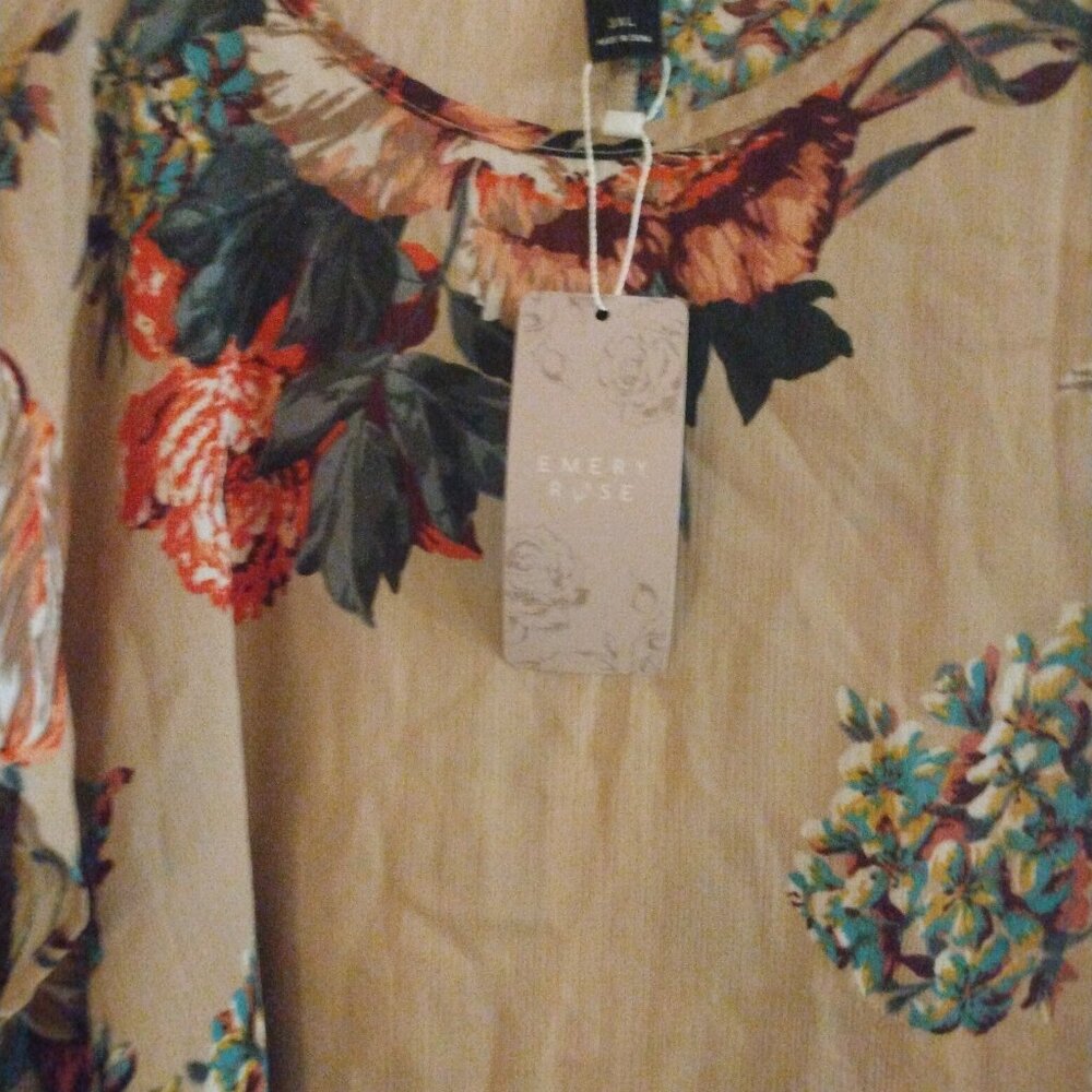 Tan floral blouse